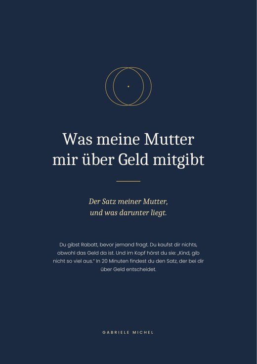 Titelseite des Selbsttest-Hefts „Was meine Mutter mir über Geld mitgibt“